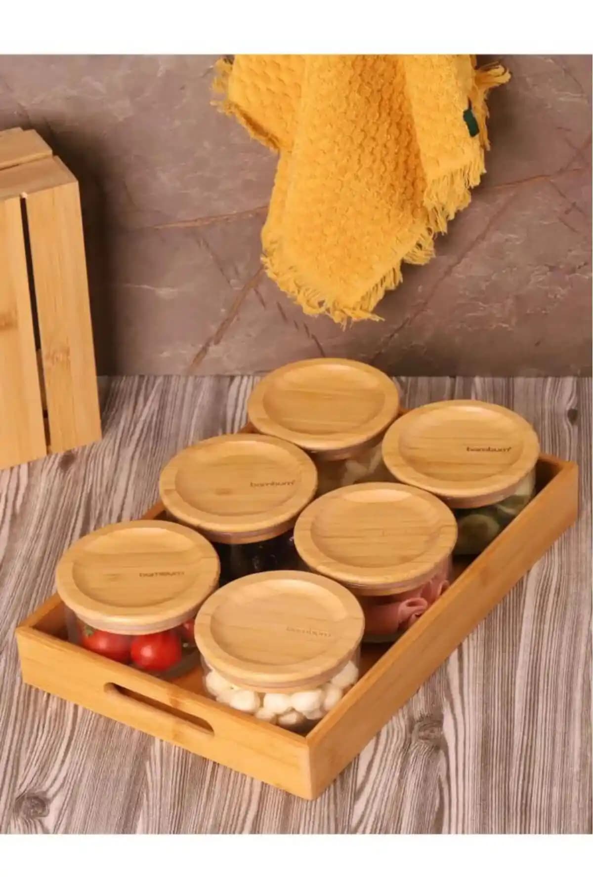 Bambum Duo 300ml Bambu Kapaklı Cam Kahvaltılık Seti Şık ve Dayanıklı Saklama Çözümleri