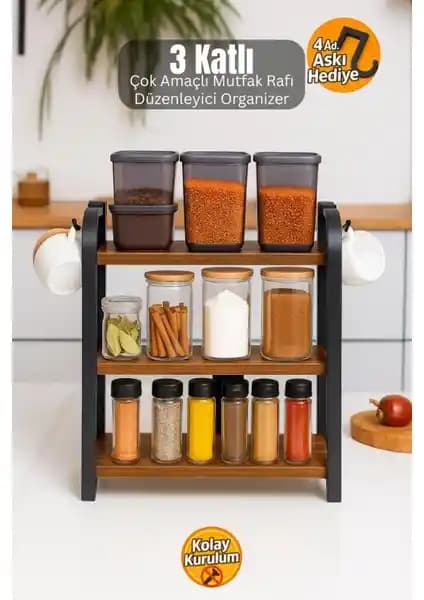 Bambus Home Mutfak Tezgah Üstü Ahşap Organizer: Modern ve Fonksiyonel Çözüm