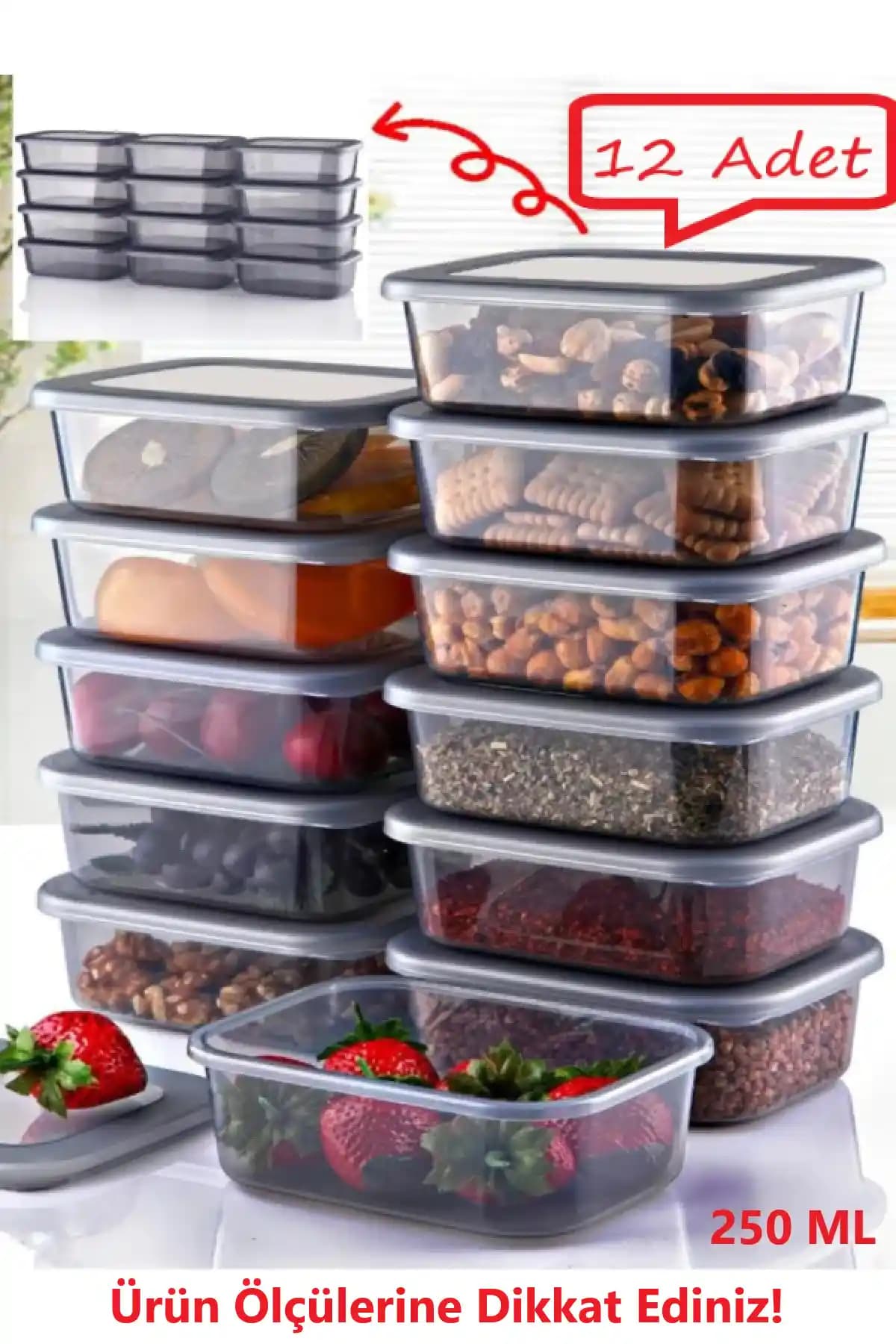 Bayev 12 Adet 250 ml Saklama Kabı Seti: Pratik ve Dayanıklı Gıda Saklama Çözümleri