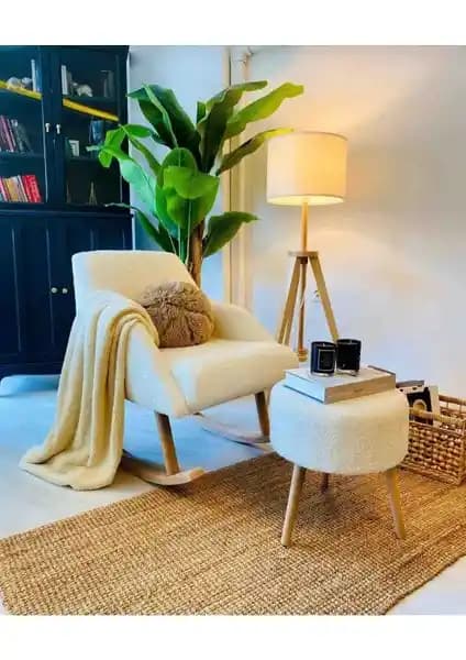 Beylerbeyi Sallanan Ahşap Ayaklı Berjer ve EDAM Teddy Kumaş Puf Takımı Karşılaştırması