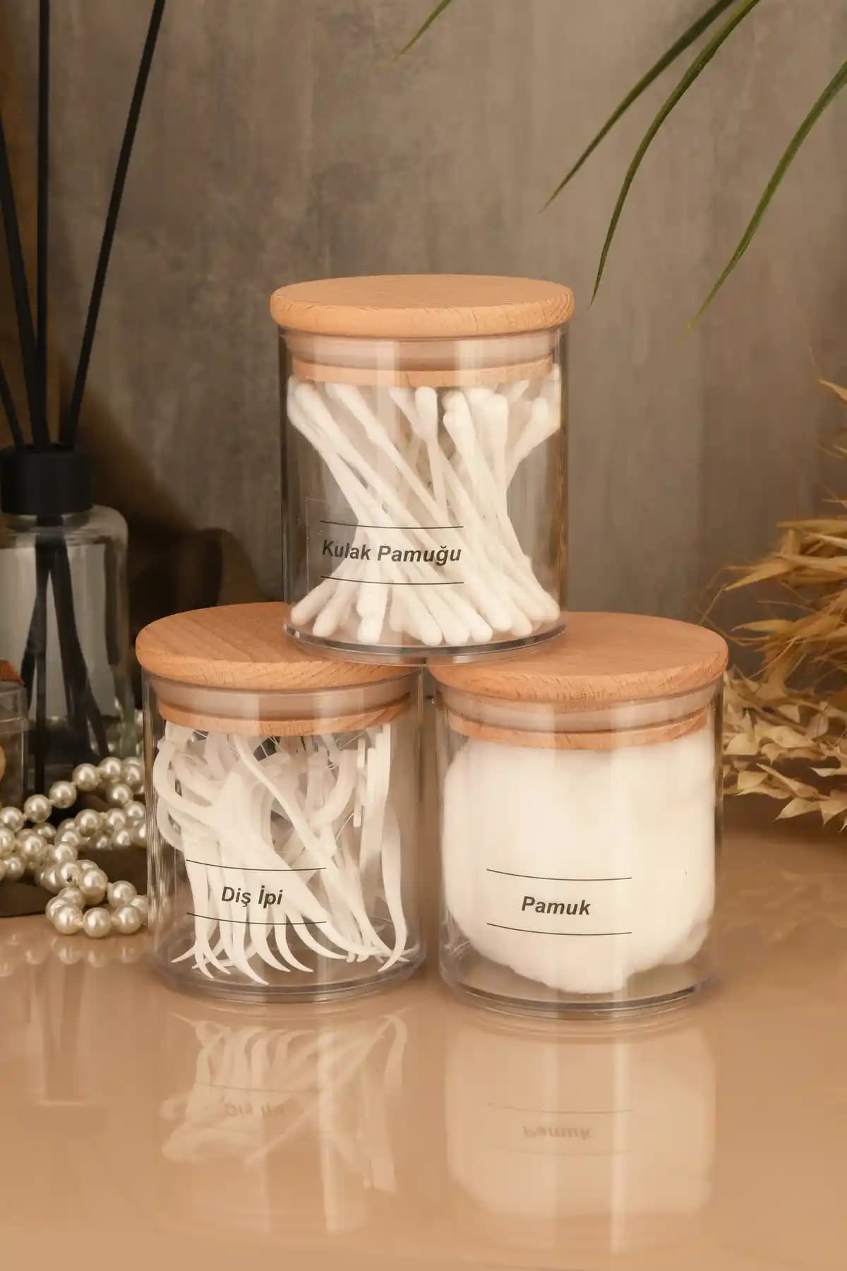 Böğürtlen Home 3'lü Ahşap Kapaklı Banyo Düzenleyici Seti Şık ve İşlevsel Tasarım