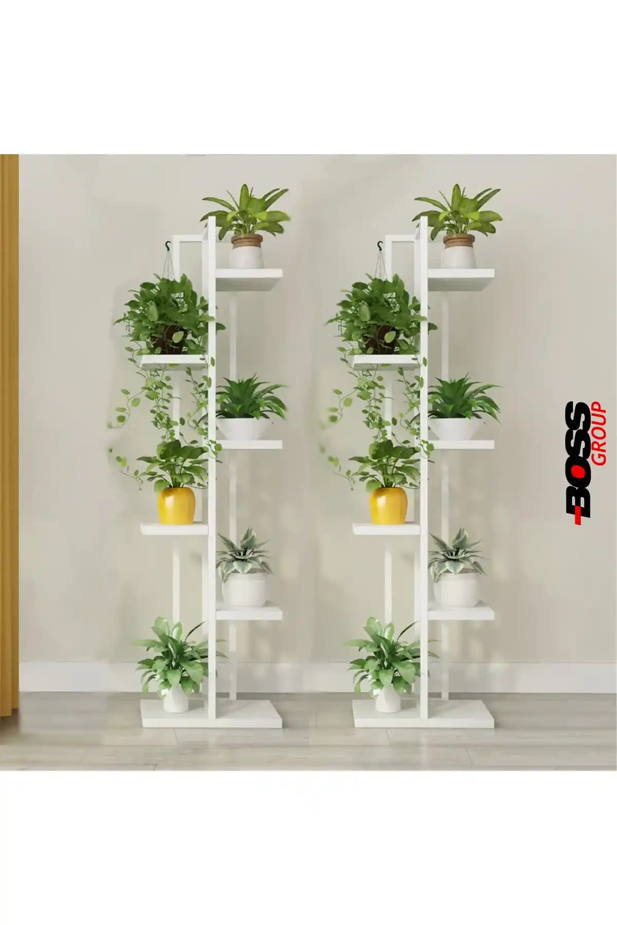 Boss Group Çiçeklik 6 Bölmeli Metal Raf Modern ve Dayanıklı Dekorasyon Unsuru