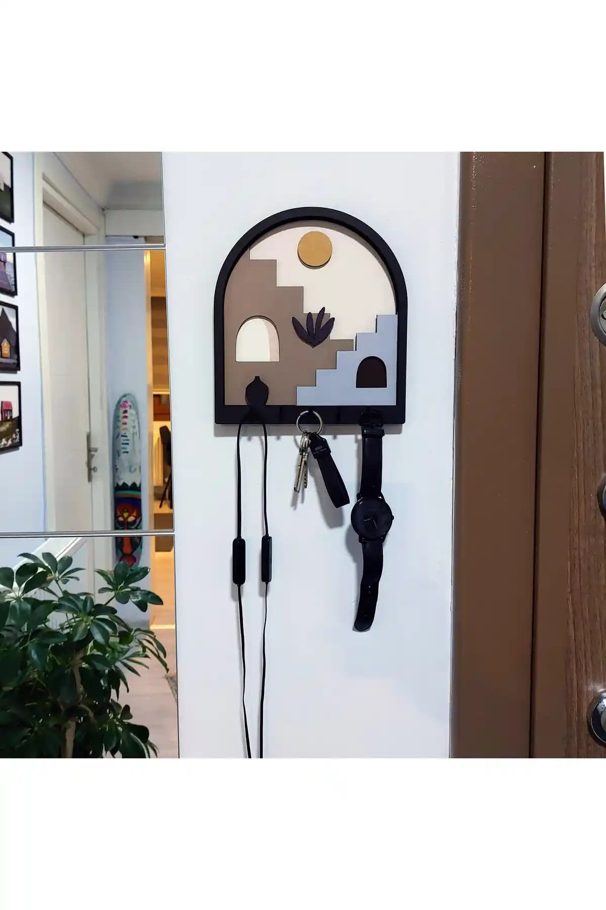 CajuArt Dekoratif Soyut Merdiven Tasarım 3D Katmanlı Duvar Dekoru ve Anahtarlık