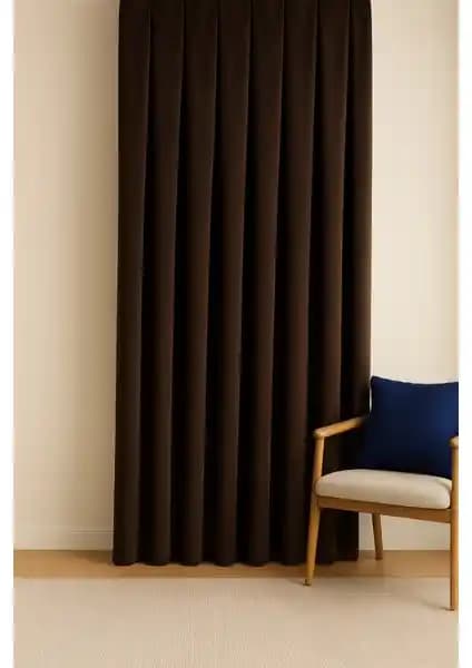 Cortibo Barcelona Kadife Dokulu Fon Perde Kahverengi Şık ve Dayanıklı Tasarım Özellikleri