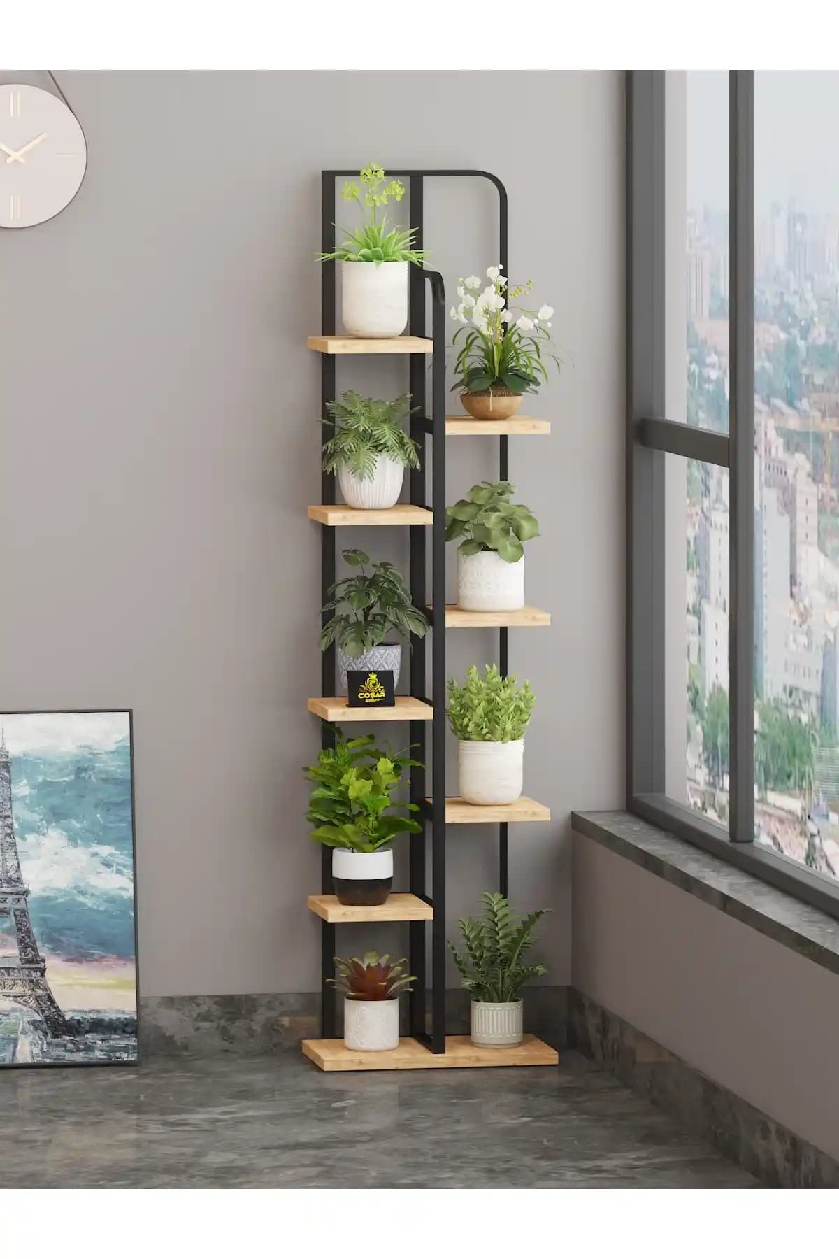 Cosargroup Saksılık Dekoratif 9 Bölmeli Metal Saksı Modern İç Mekan Dekoru