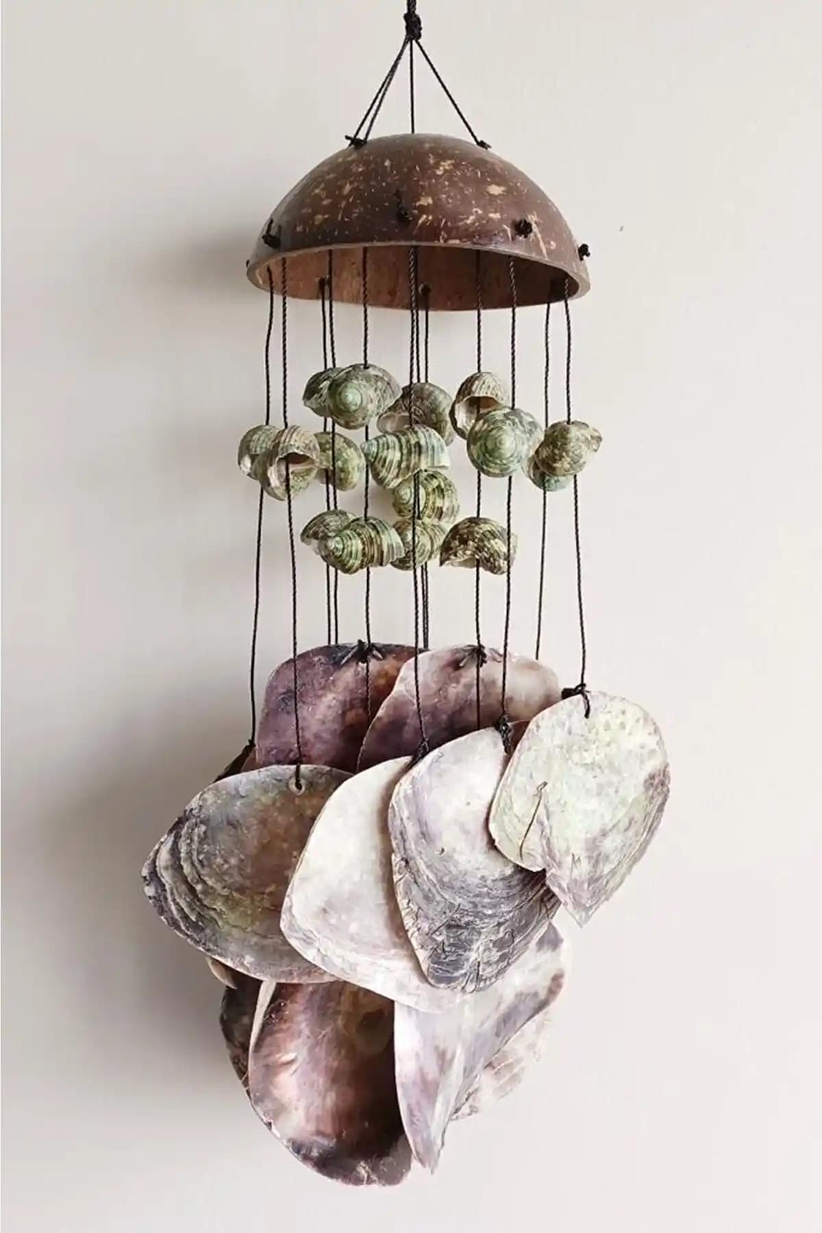 Deniz Kabukları ve Sedefle Yapılan Doğal Rüzgar Çanı Dekoratif Ürünler