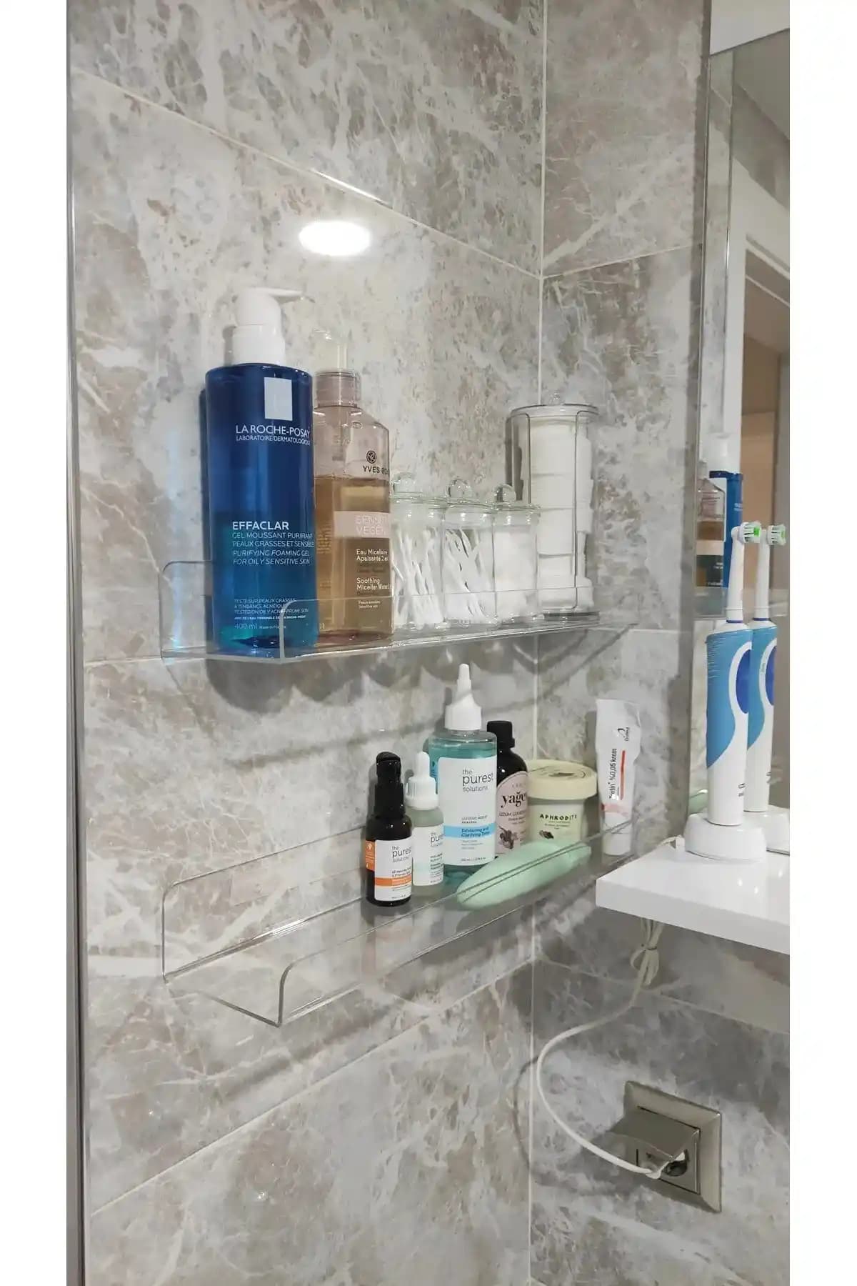 Dns Baskı Merkezi Pleksi Banyo Rafı Modern ve Dayanıklı Tasarım Özellikleri