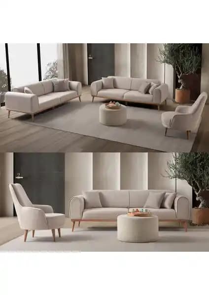 Edsy Home Rebull 3+3+1 Koltuk Takımı Sütlü Kahve Modern Tasarım ve Fonksiyonellik