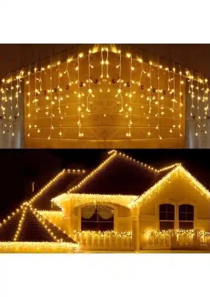 Ekspres Pazar Sarı Saçak Led Işık 4 Metre Dış Mekan Dekorasyonu ve Aydınlatma Çözümü