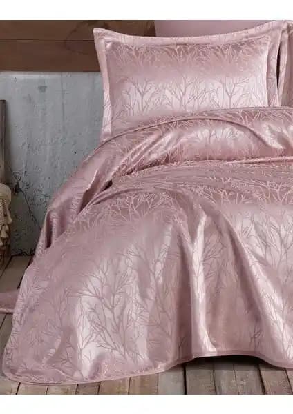 Elart Mucize Gülkurusu Çift Kişilik Yatak Örtüsü ve Kırlent Seti Modern Tasarım