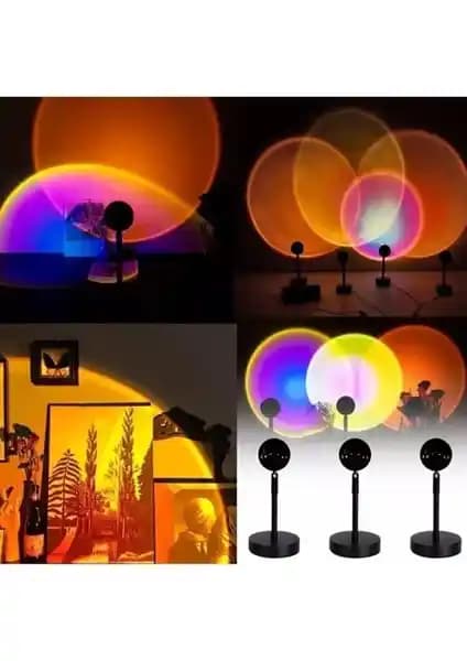 Enshall 16 Renk Sunset Gökkuşağı Gün Batımı Gece Lambası Dekoratif ve Çok Renkli Tasarım