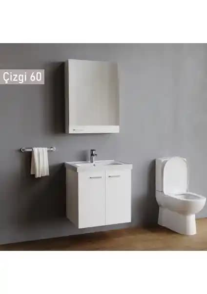 Era Çizgi 60 cm Beyaz MDF Banyo Dolabı Takımı Fonksiyonel ve Estetik Tasarım