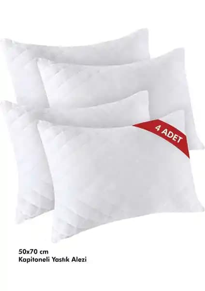 Evmisya 4'lü Kapitoneli Yastık Alezi Beyaz Microfiber Kaliteli ve Kolay Temizlenebilir
