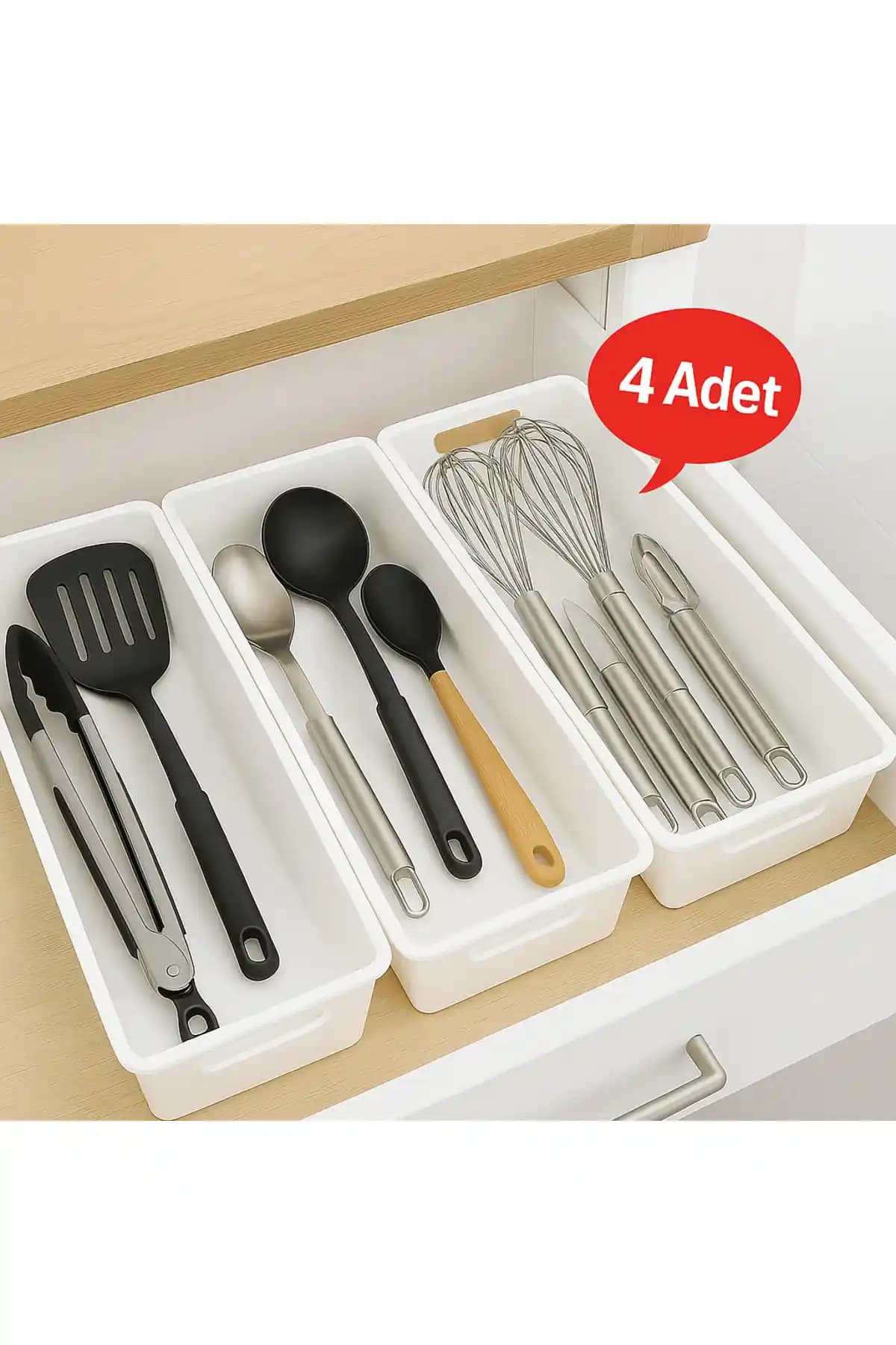 Fast Story 4'lü Lü Beyaz Kaşıklık Seti ile Mutfak Düzeninizi Optimize Edin