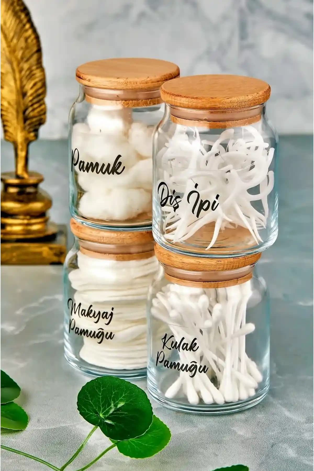 FBZhome 4'lü Ahşap Kapaklı Cam Bakım Seti ile Günlük Hijyeninizi Kolaylaştırın