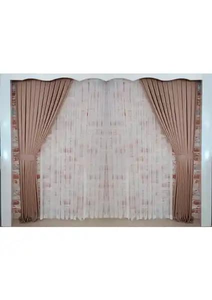 Figen Perde Açık Kahve Kadife Fon Perde Estetik ve Dayanıklı İç Mekan Dekorasyonu