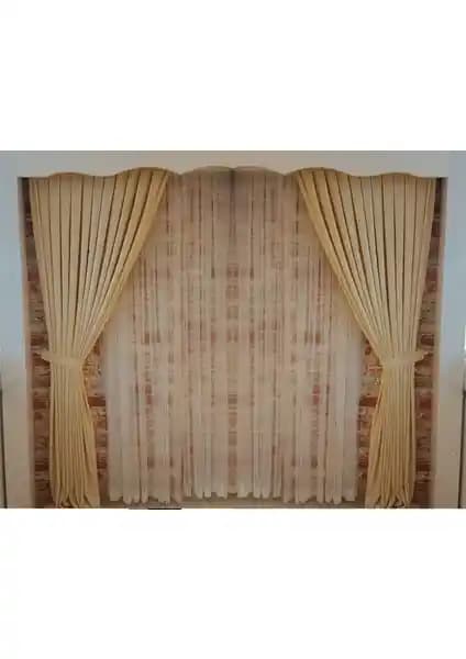 Figen Perde Fil Dişi Renk Fon Perde Çift Kanat Tasarımı ve Dayanıklılığıyla Modern İç Mekanlara Uyum Sağlar