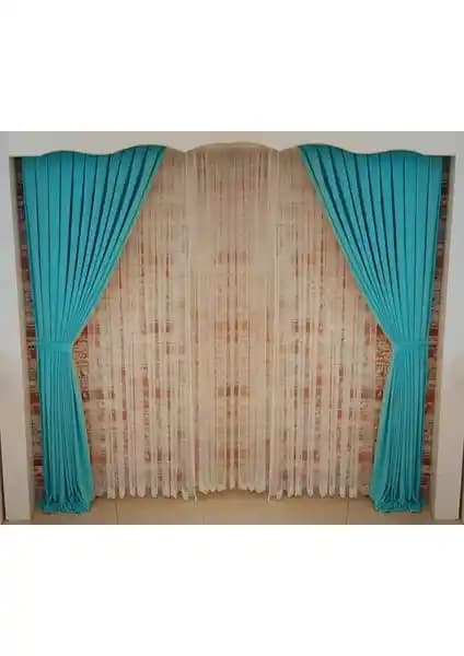 Figen Perde Turkuaz Renk Kadife Fon Perde: Estetik ve Dayanıklı Tasarım Özellikleri