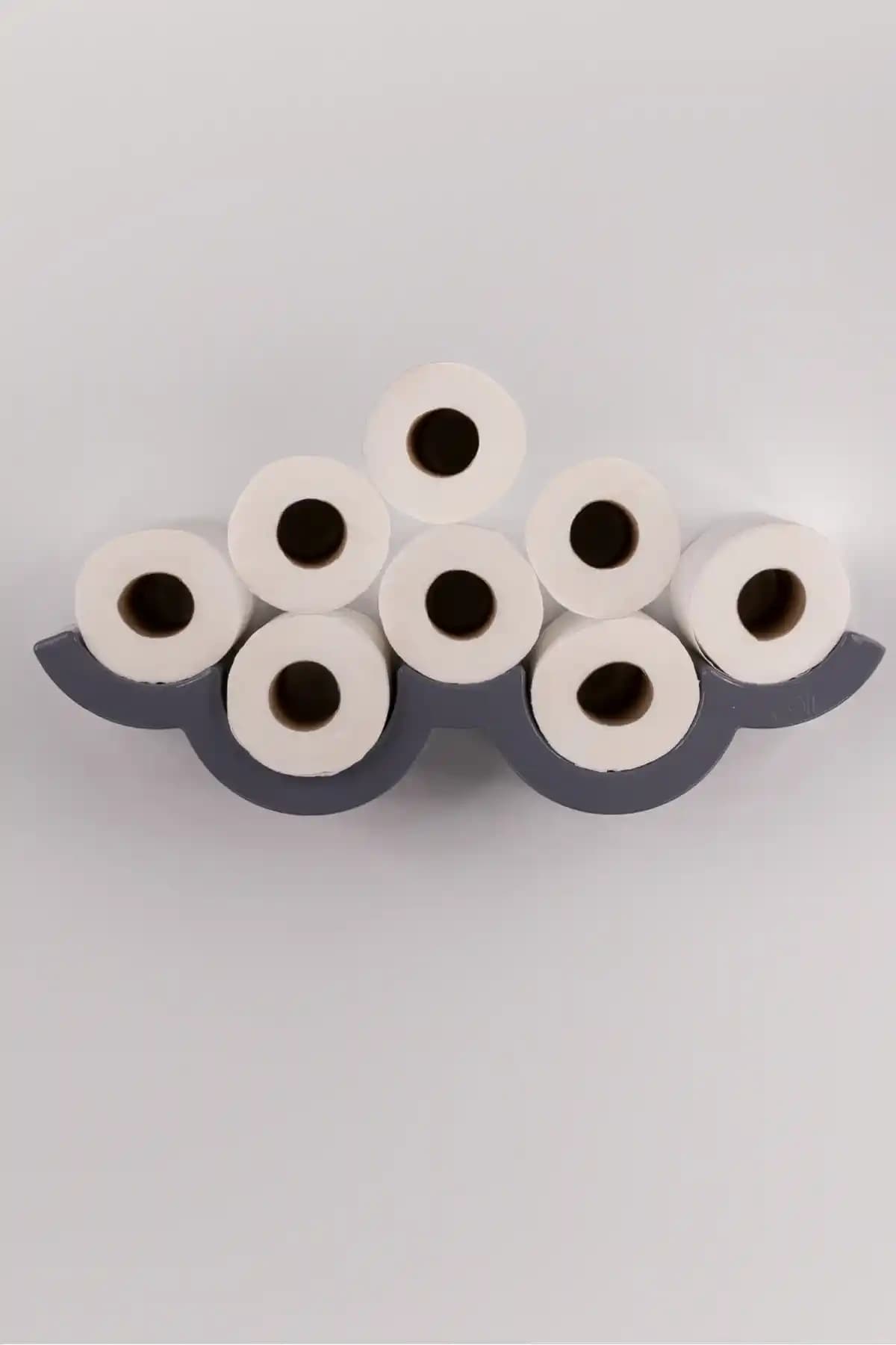 Flying Rool Gri Çoklu Tuvalet Kağıdı Tutucu Modern ve Şık Banyo Depolama Çözümü