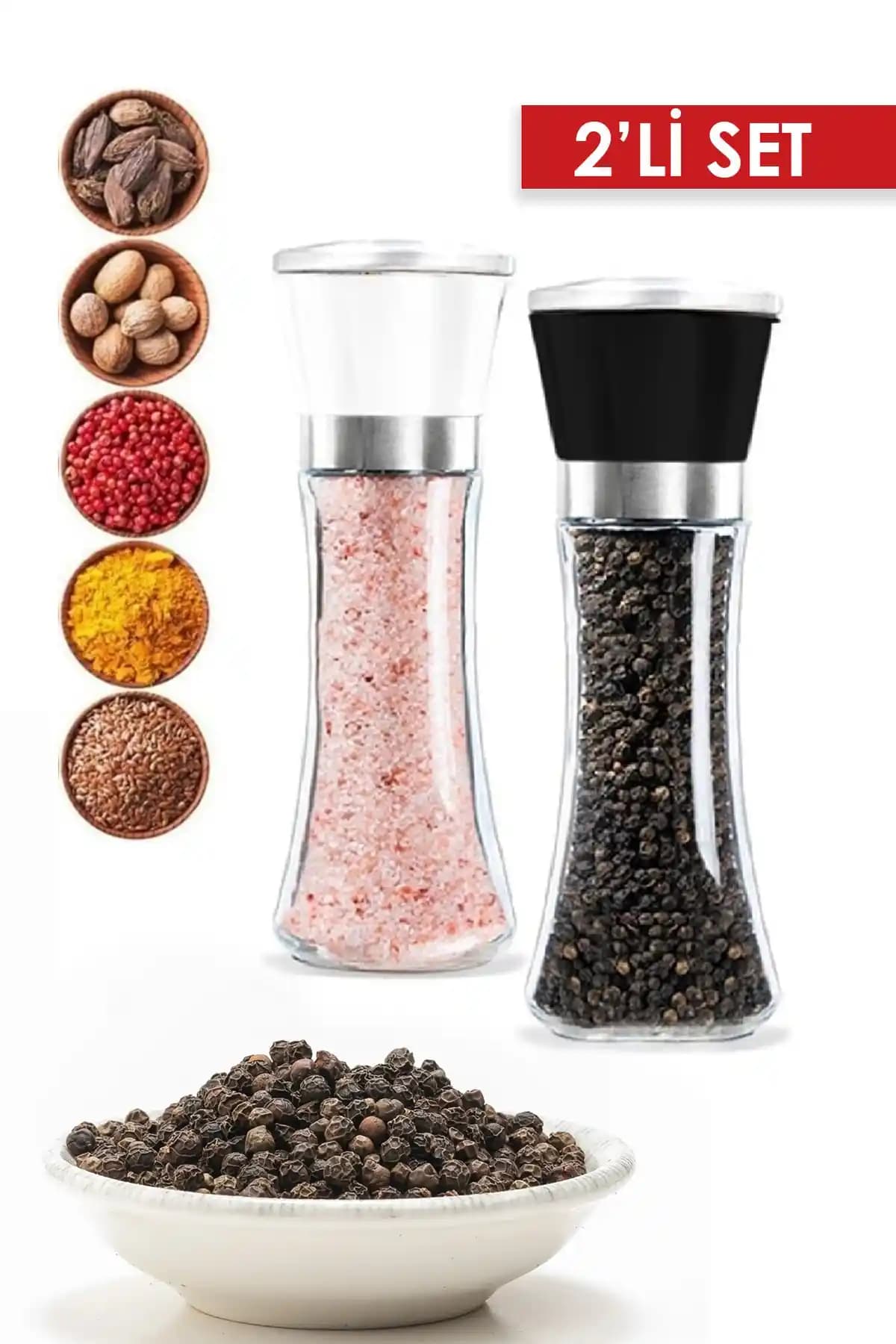 Genel Markalar Pratik 2li Değirmen Seti: Şık ve Dayanıklı Baharat Öğütücü Çözümü