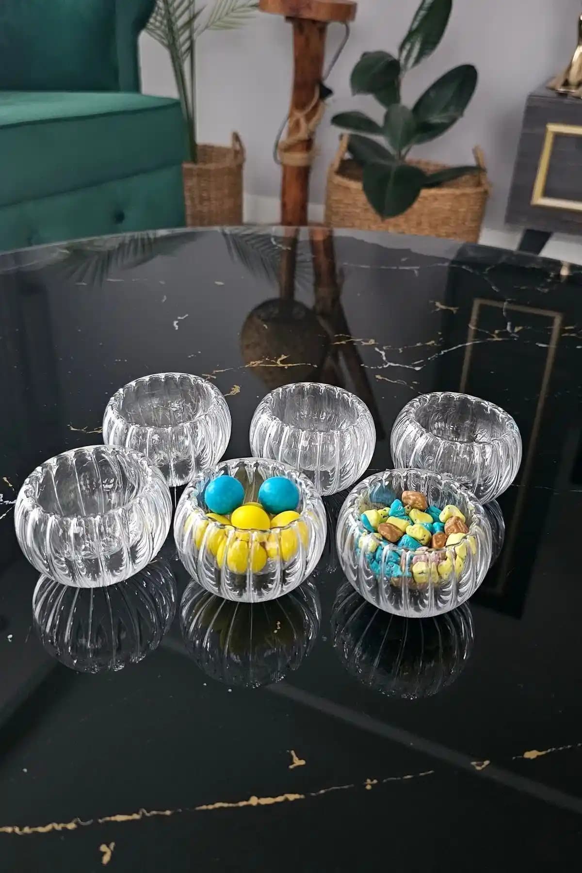 Gülümseten Avm 6'lı Çift Cidarlı Cam Lokumluk Seti Estetik ve Fonksiyonellik Bir Arada