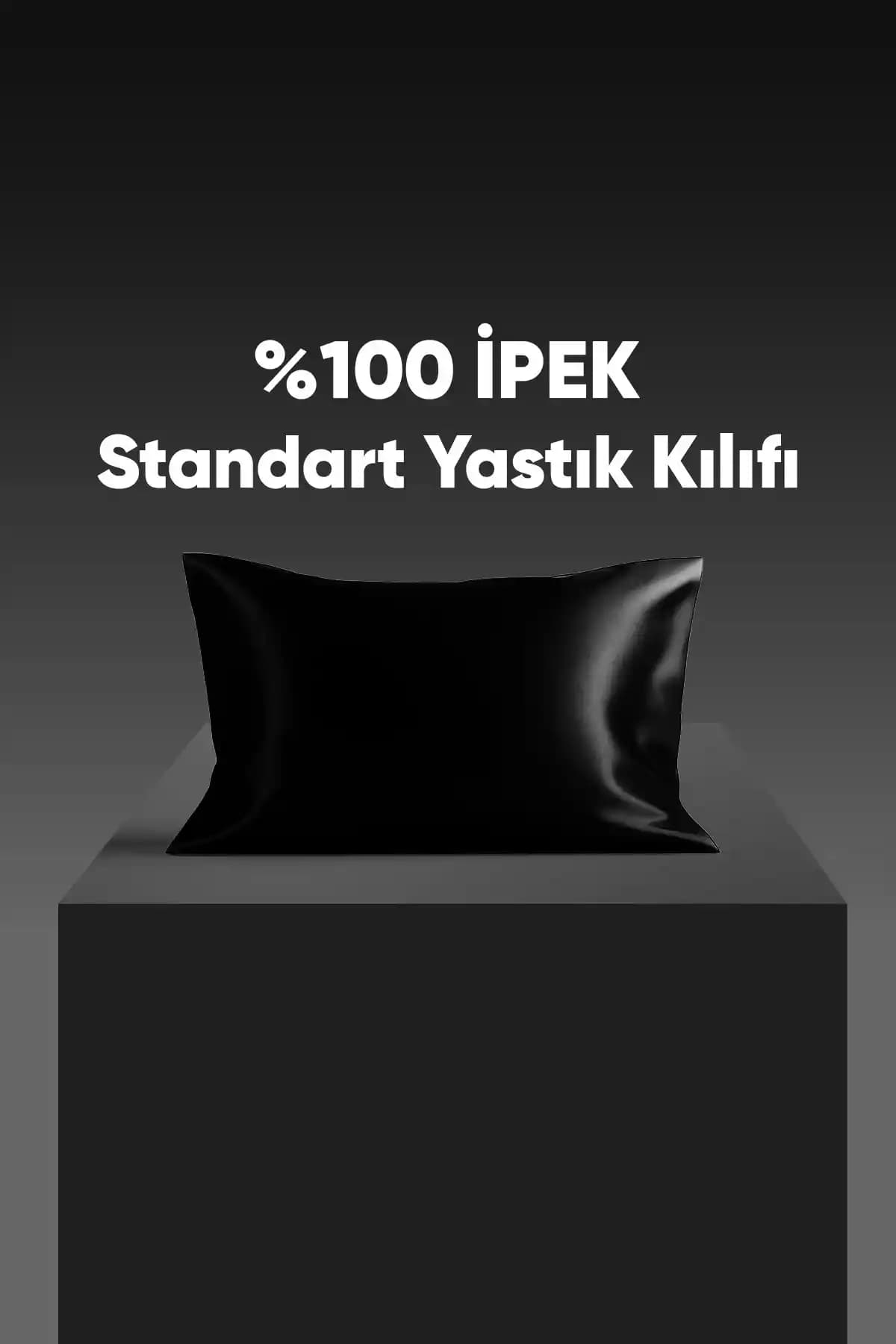 İpek Yastık Kılıfı Siyah Renkli Beauty Pillow 100% İpek, Cilt ve Saç Sağlığını Destekler