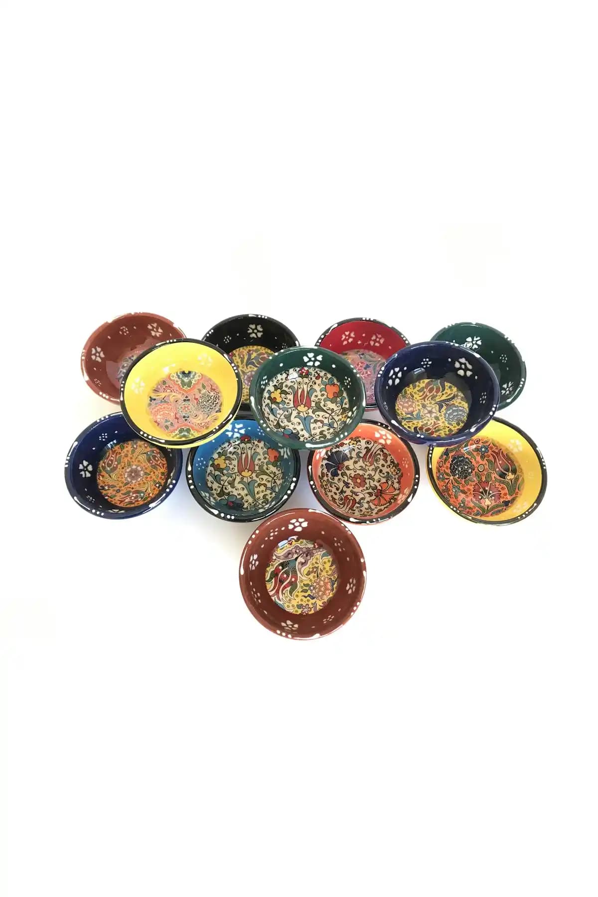 Kardelen Çini 12'li Renkli Reçellik ve Çerezlik Kase Seti Estetik ve Çok Yönlü Kullanım