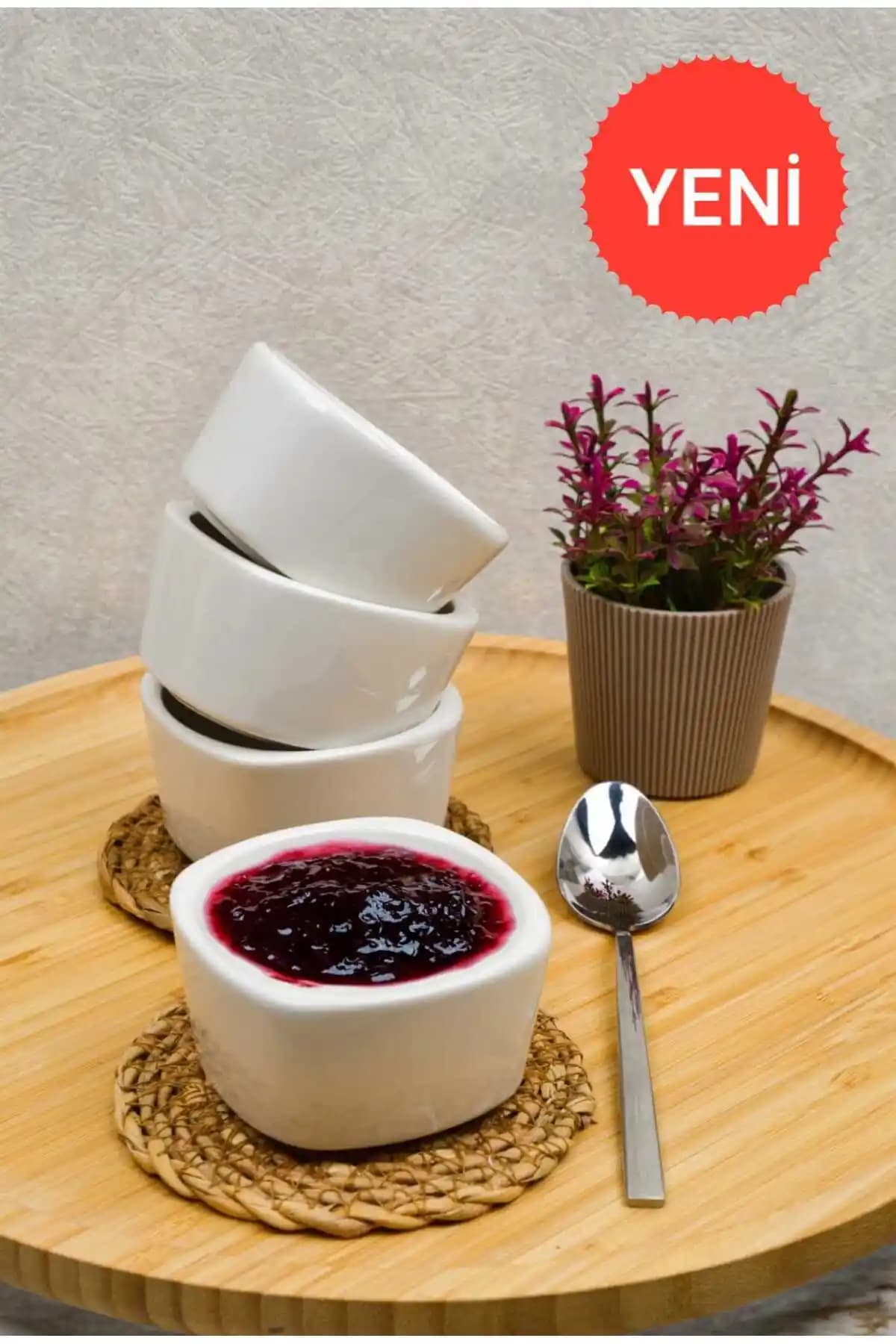KATREMİA Mia Kase Çerezlik ve Reçellik Sosluk Seti 8 cm Porselen Şık Sunumlar İçin