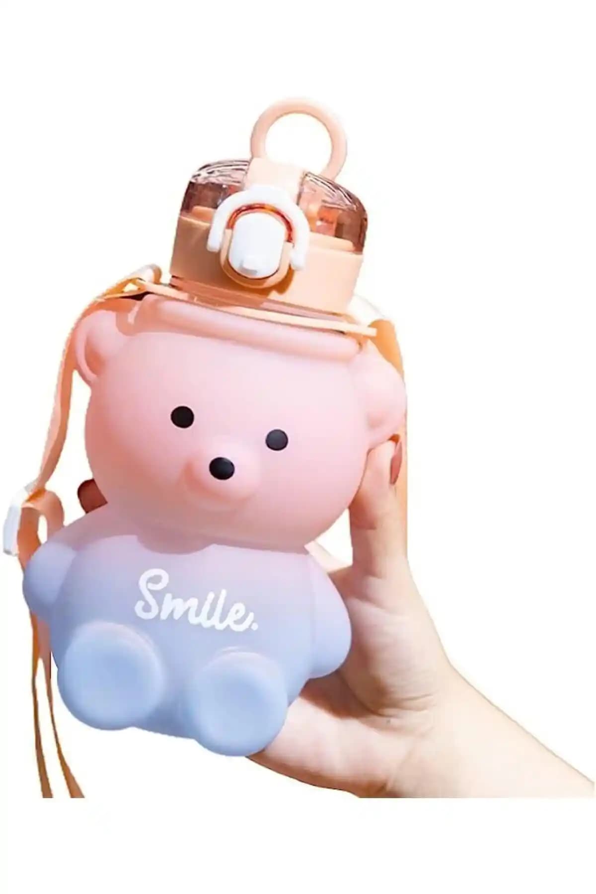 Leon Life Ayıcıklı Çocuk Su Şişesi 800 ml Güvenli ve Pratik Kullanım İçin Uygun