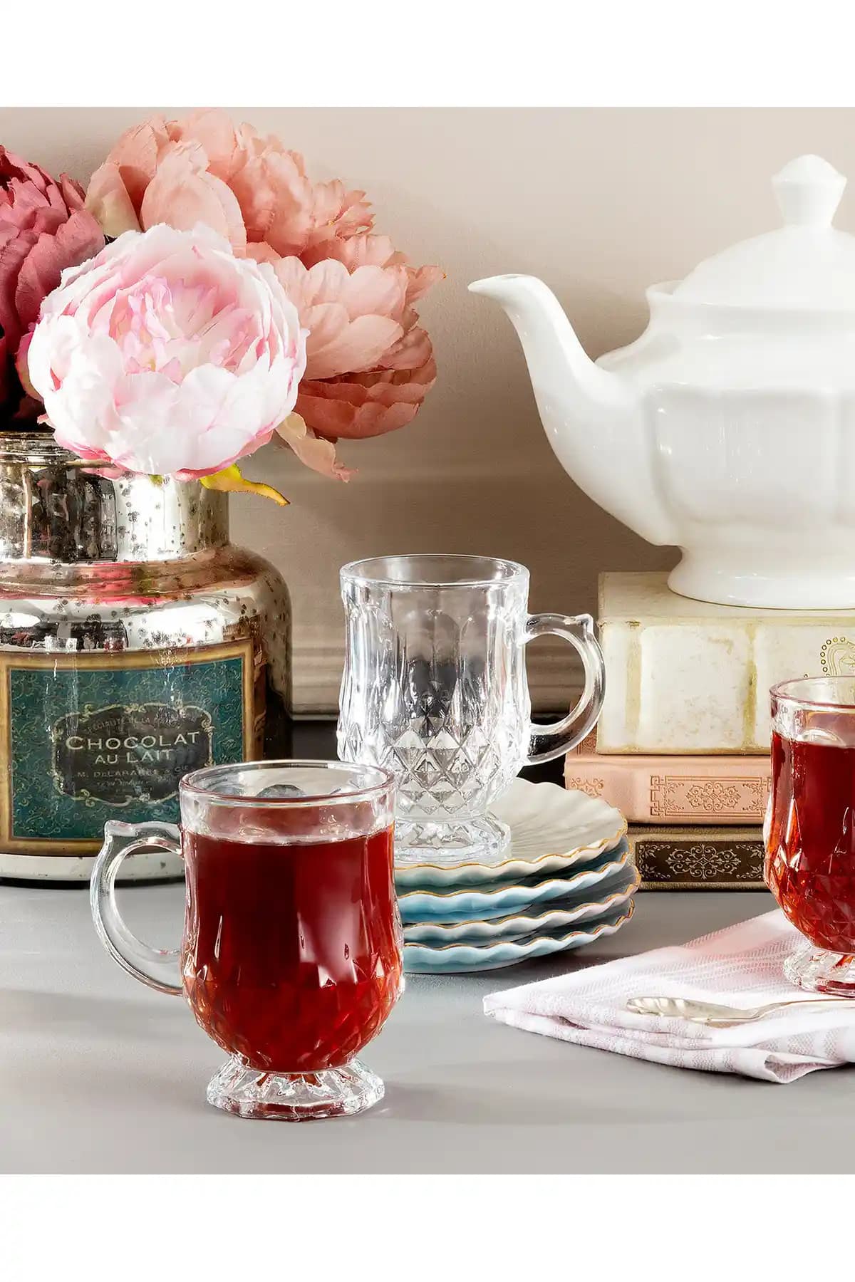 Madame Coco Miquel 4'lü Cam Çay Fincanı Seti Estetik ve Dayanıklı Tasarım