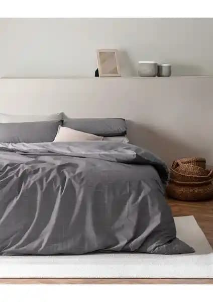 Madame Coco Odette Çift Kişilik Ranforce Nevresim Takımı Antrasit Renkli Şık ve Dayanıklı Tasarım