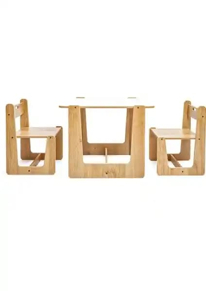Minera 2-4 Yaş Montessori Ahşap Çocuk Masası ve Sandalye Seti Güvenli ve Dayanıklı
