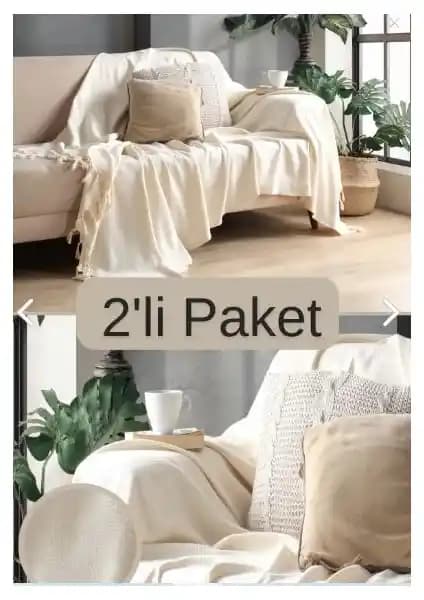 Miracolo Home Sık Dokuma Pamuklu Dekoratif Koltuk Örtüsü Seti Ev Dekorasyonuna Zarif Dokunuş