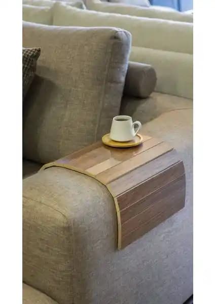 Mobitell 45X25 cm Ceviz Kaplamalı Modern Çok Yönlü Oturma Odası Sehpası