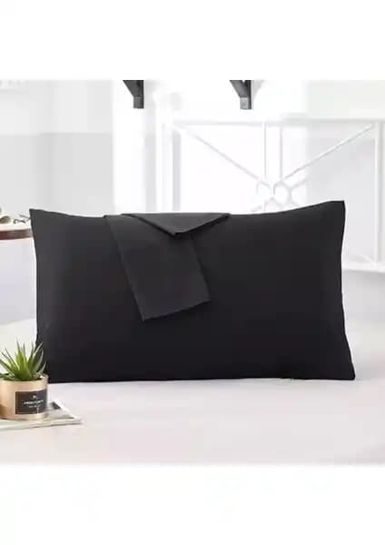 MODELHOME Siyah Pamuklu Kumaştan Kapaklı Yastık Kılıfı: Dayanıklı ve Estetik Tasarım