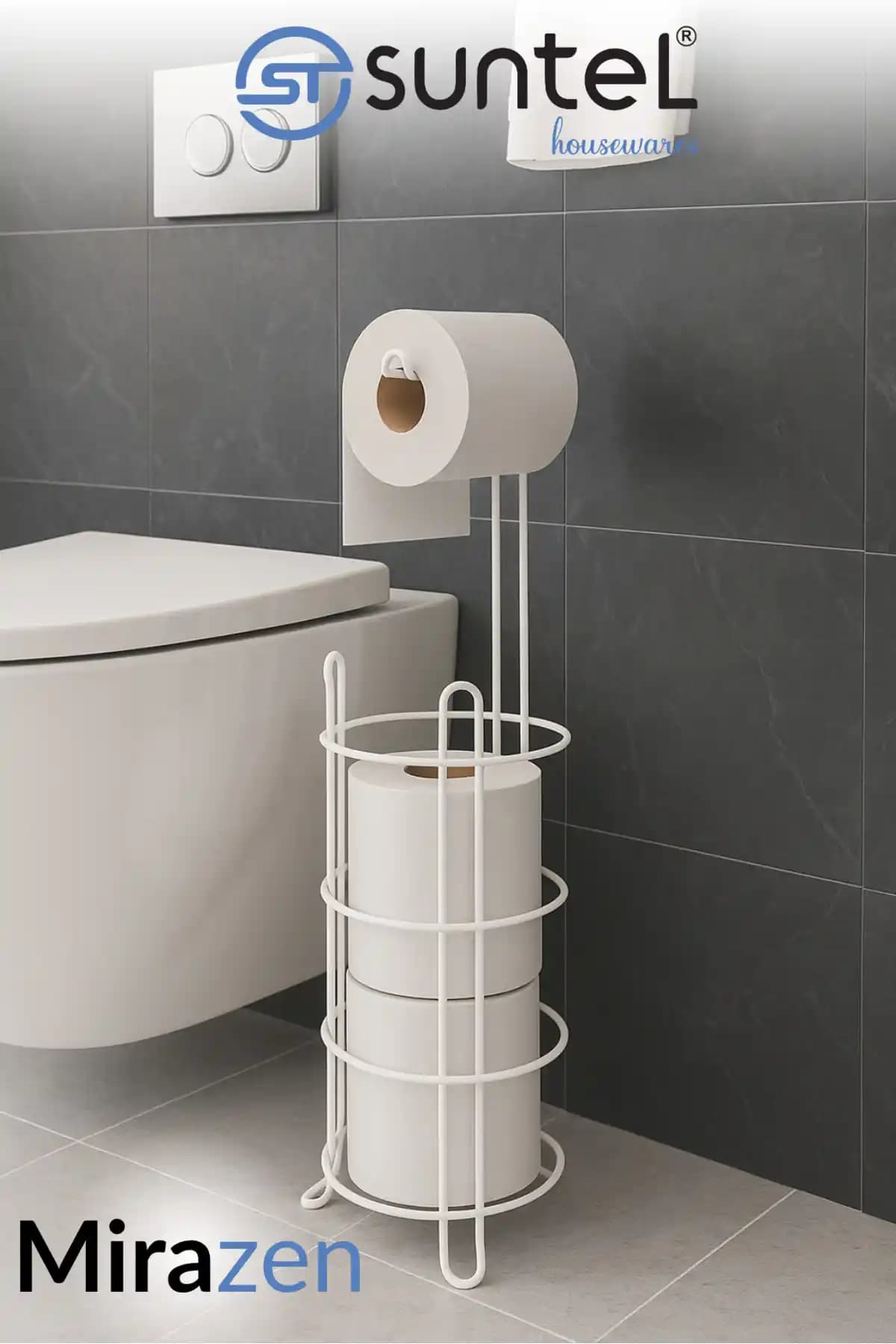 Modern Tasarımlı Yedekli WC Kağıdı Standı Estetik ve Fonksiyonel Banyo Aksesuarı