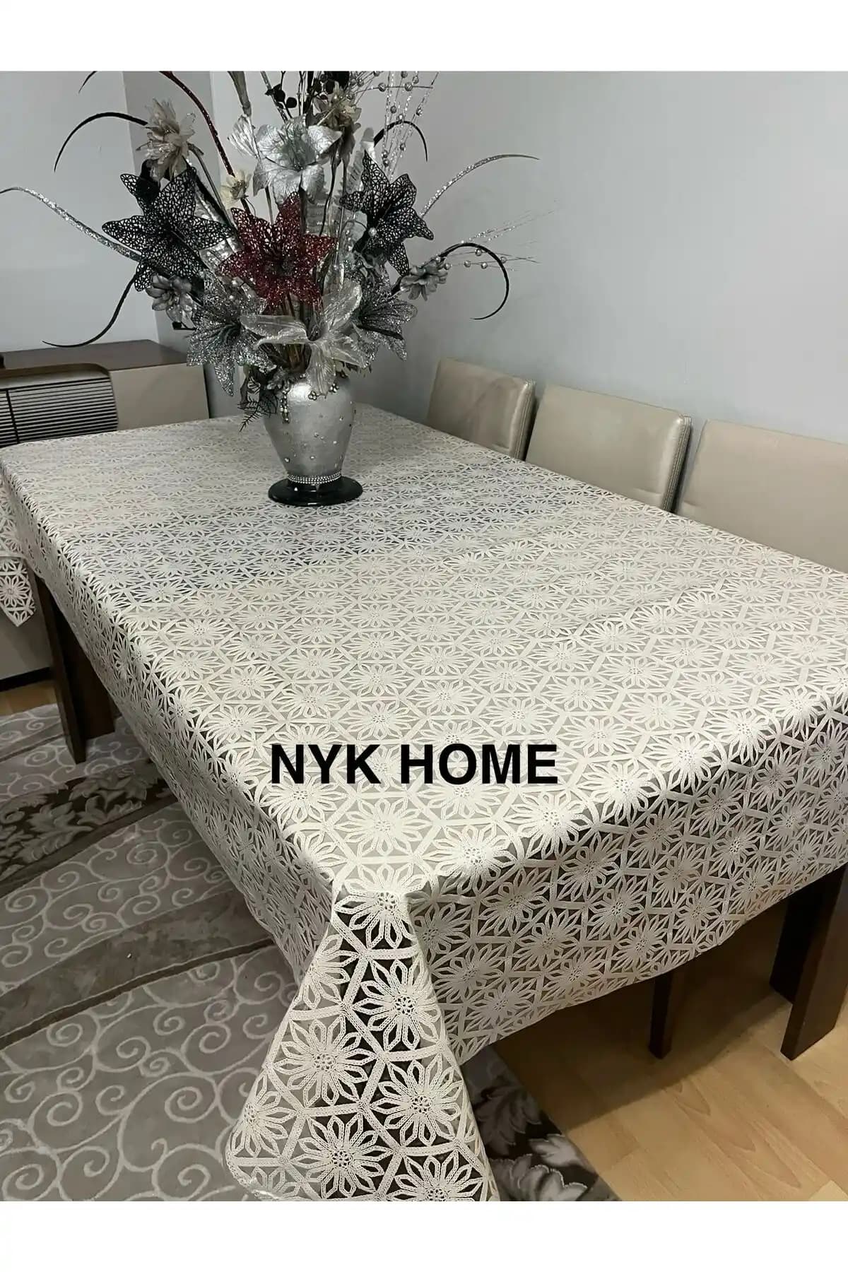 NYK HOME Hasır Desen Lüks PVC Silinebilir Masa Örtüsü: Estetik ve Dayanıklı Tasarım