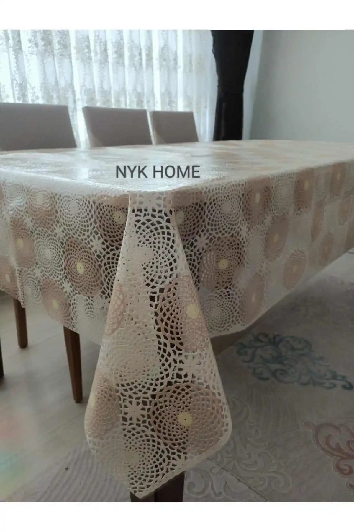NYK HOME Hasır Desen Lüks PVC Silinebilir Masa Örtüsü Modern ve Şık Tasarım