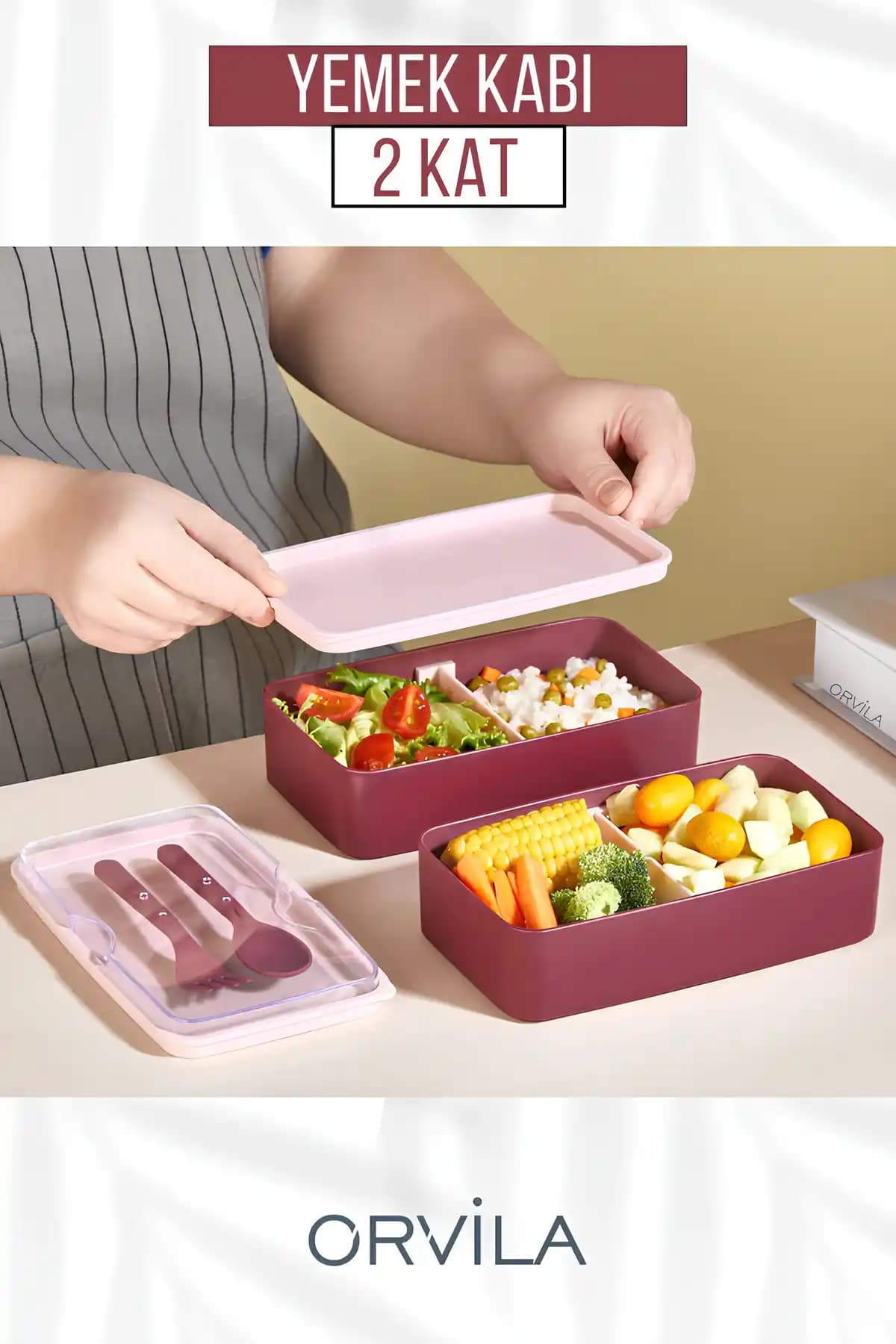 Orvila 2 Kat Yemek Saklama Kabı ve Beslenme Kutusu Seti: Fonksiyonellik ve Estetiğin Birleşimi