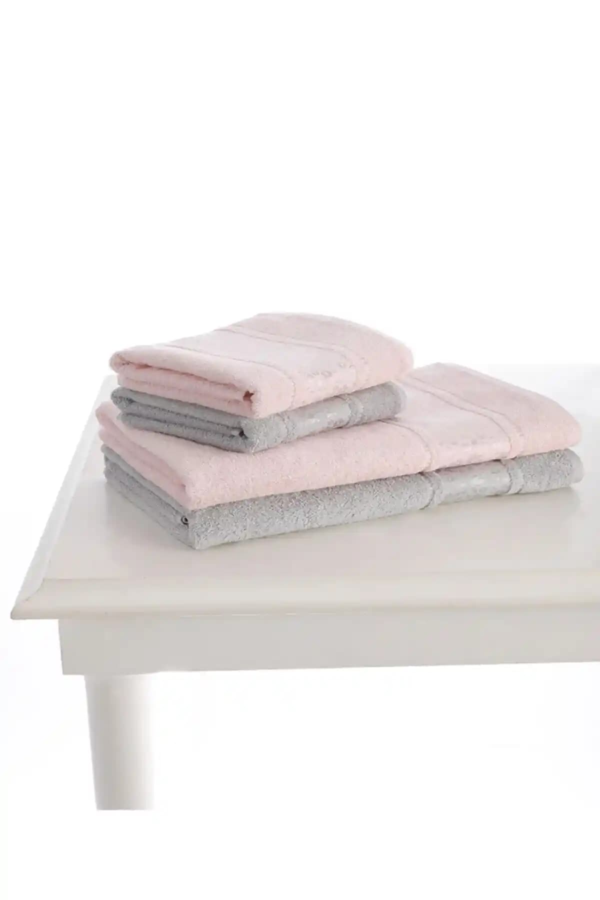 Özdilek Camellia Best Set Hamam Takımı Gri Pembe Şık ve Fonksiyonel Banyo Seti