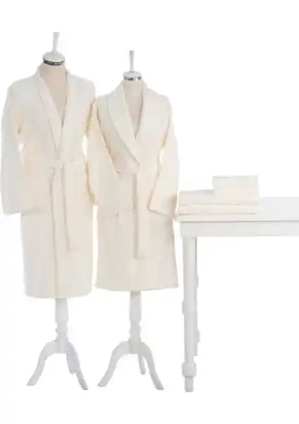 Özdilek Orkide Krem-Krem Aile Bornoz Seti 5604: Yüksek Kaliteli Pamuklu Konfor ve Estetik