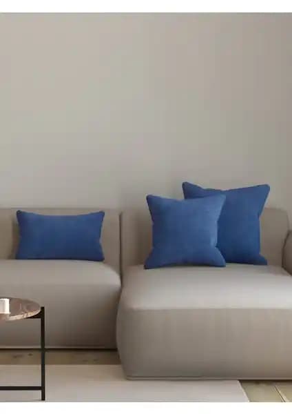 Pastel Kadife Dokulu Körfez Mavisi Kırlent Yastık Kılıfı Estetik ve Dayanıklı Tasarım