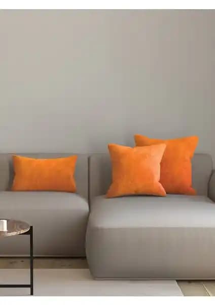 Pastel Kadife Dokulu Mandalina Turuncusu Kırlent Yastık Kılıfı Estetik ve Dayanıklı Tasarım