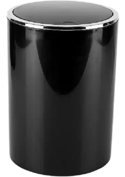 Primanova Lenox Çöp Kovası 6 Litre Siyah Krom Detaylarla Modern ve Dayanıklı Tasarım
