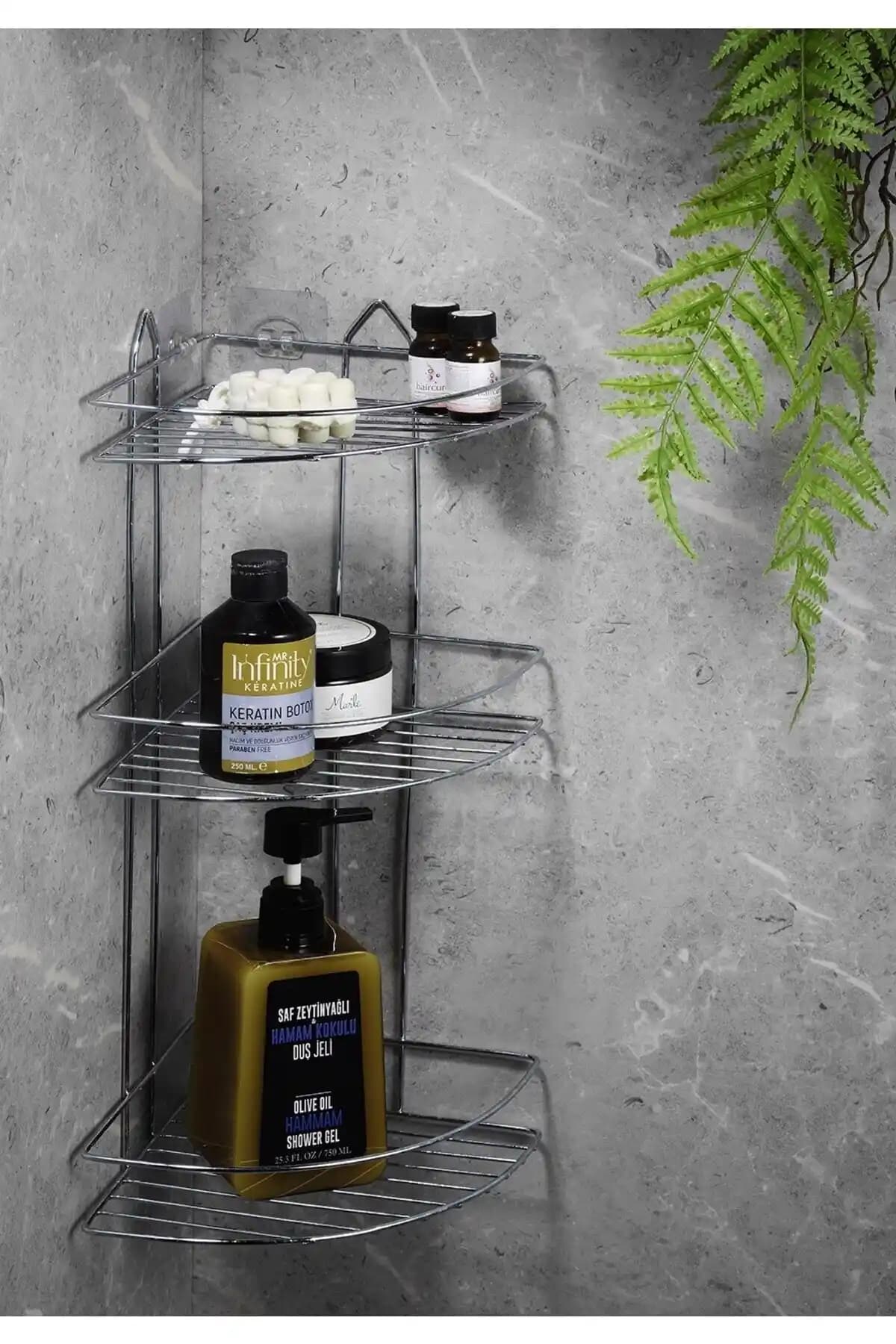 Sas Haus Paslanmaz Krom Banyo Köşeliği Dayanıklı ve Kolay Montajlı Düzenleyici