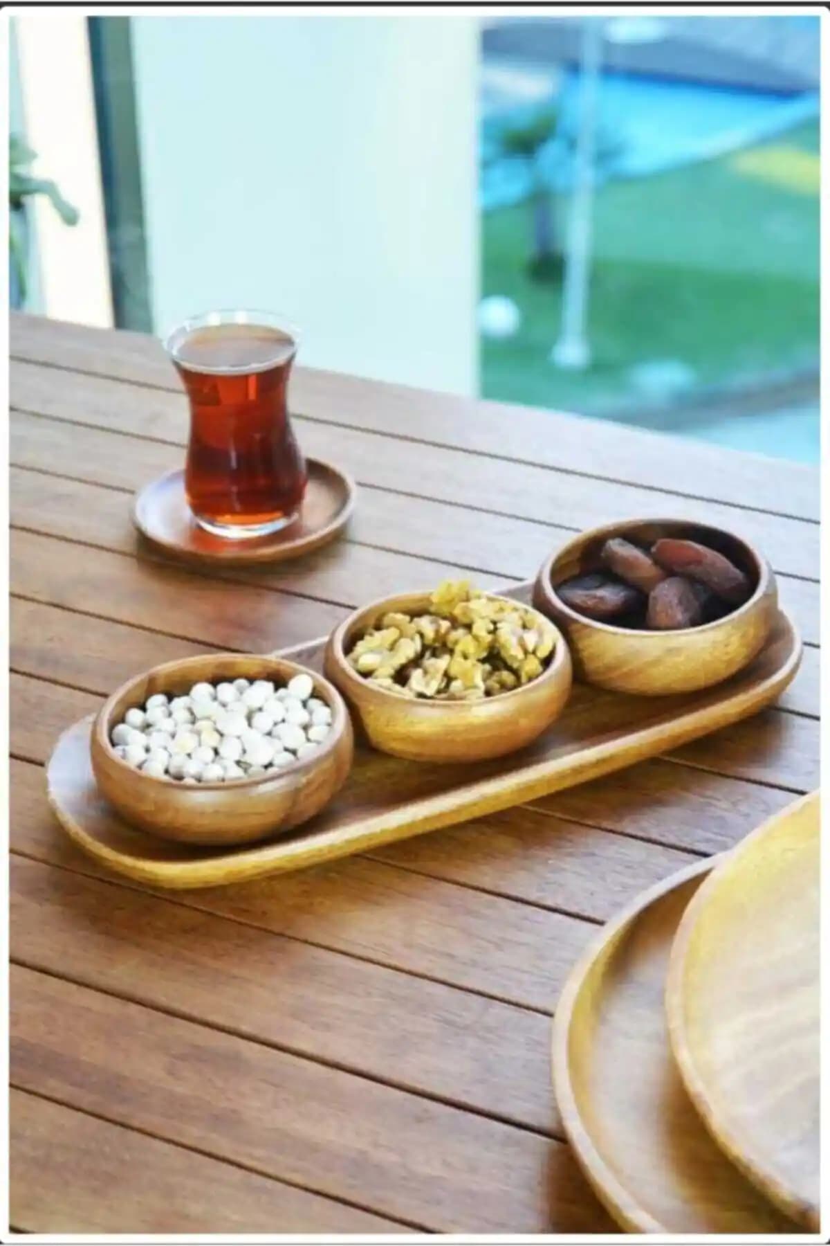 SepetçiBaba Keyif 4 Parça Ahşap Çerez Seti Modern ve Şık Mutfak Dekorasyonu İçin