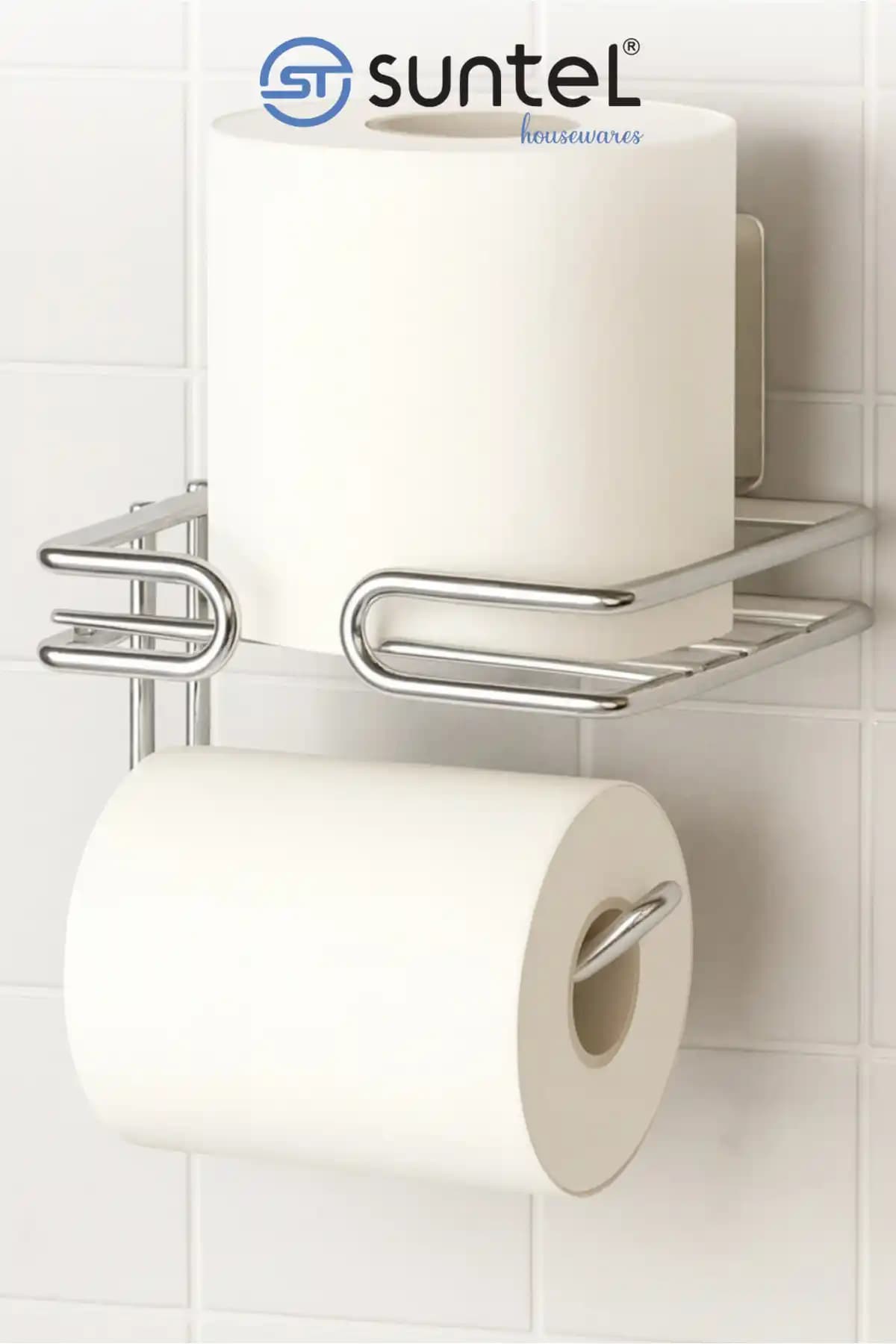 SUNTEL Yapışkanlı Tuvalet Kağıtlığı: Dayanıklı Metal Tasarım ve Pratik Kullanım Özellikleri