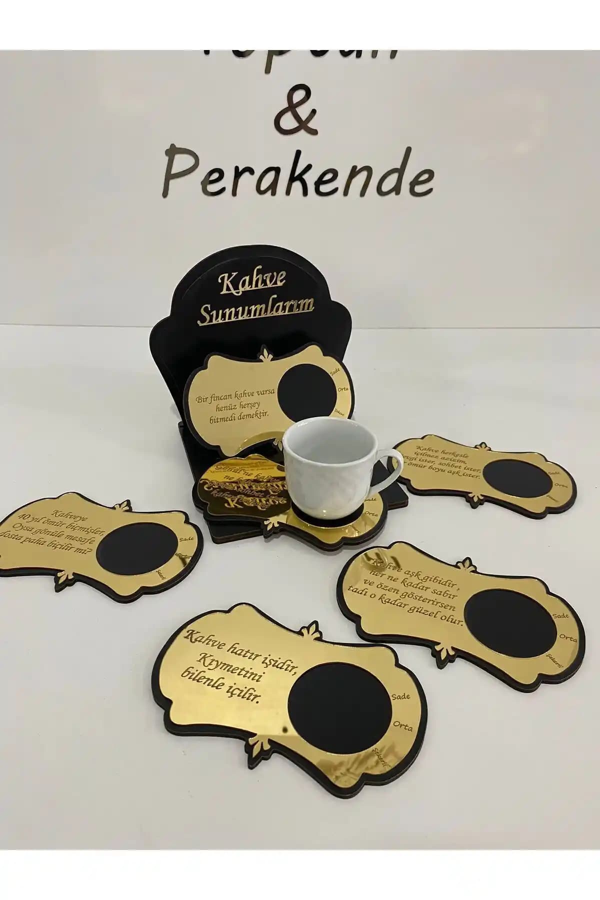 Taga 6'lı Gold Kahve Sunumluk: Estetik ve Dayanıklı Modern Sunum Seti