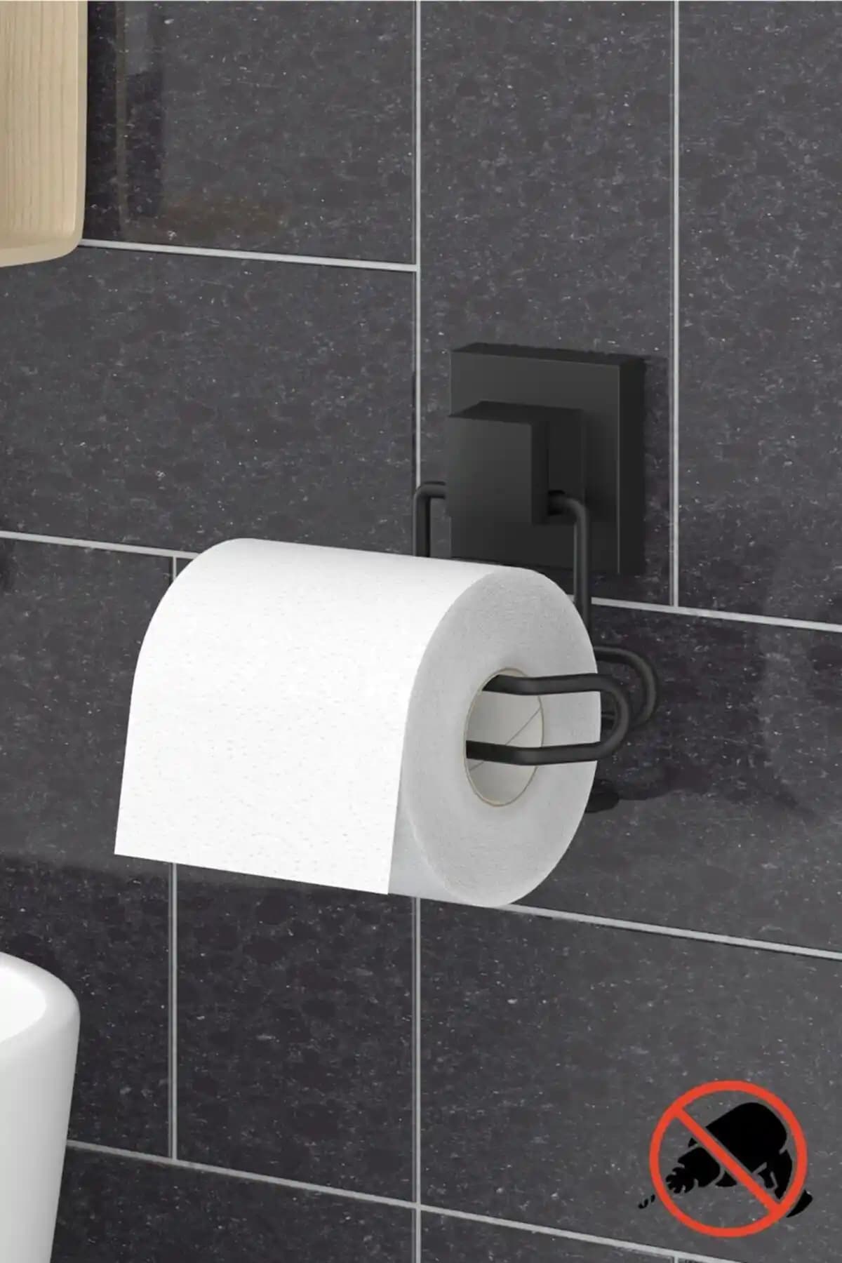 Teknotel Delme Vida Yok Pratik Yapışkanlı Tuvalet Kağıtlık Modern Banyo Tasarımı