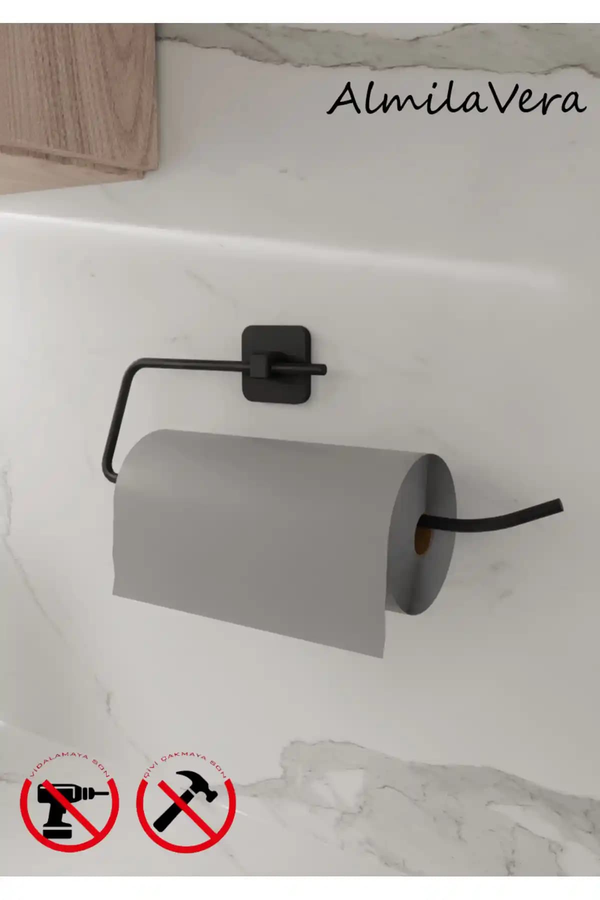 VİKİHOUSE Siyah Kağıt Rulo Havluluk Peçetelik Modern ve Dayanıklı Tasarım Özellikleri